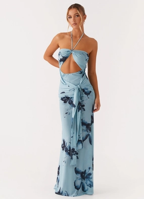 Soft Curve Smart Layer Wear Antonia Maxi Dress - Black Blue Floral