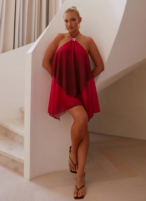 Cloud Light Twin Flame Mini Dress - Fuchsia Gradient