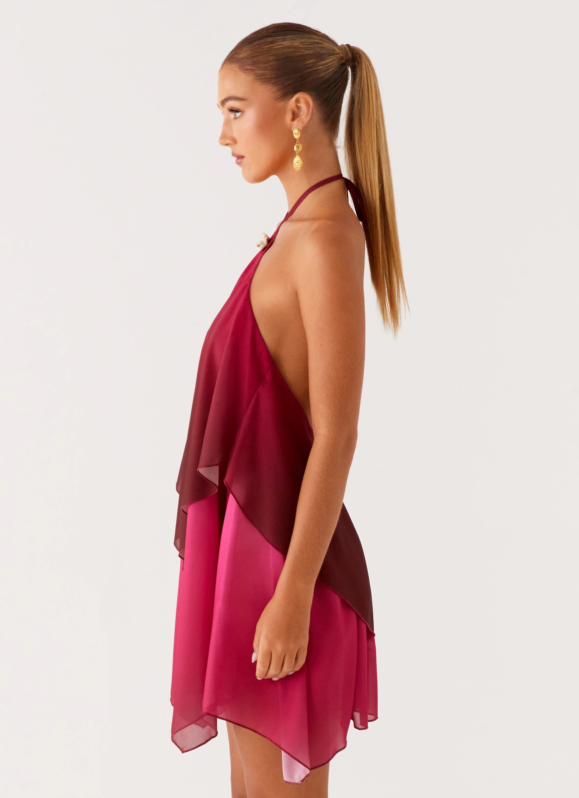 Twin Flame Mini Dress - Fuchsia Gradient Balanced Texture