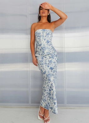 Summer Lover Maxi Dress - Blue Paisley Graduation-Event Seamless Finish