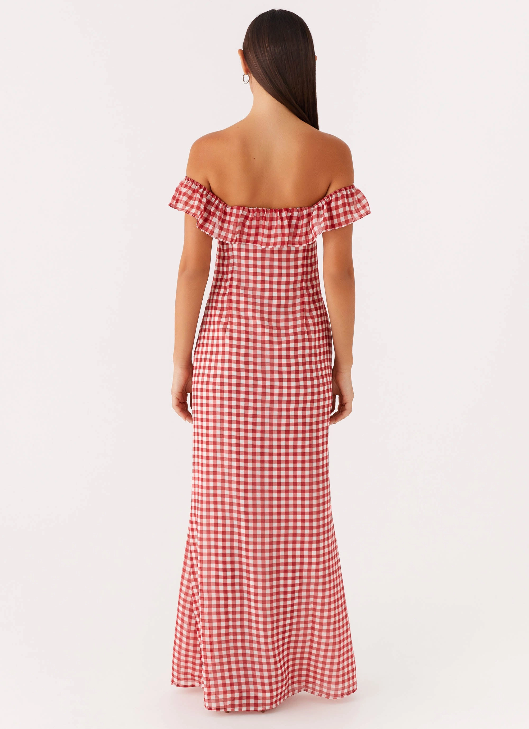 Scarlet Cherry Maxi Dress - Red Gingham Minimal Detail Flow Friendly