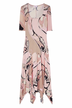 Smart Waistband Fit Orchidee Print Long Dress