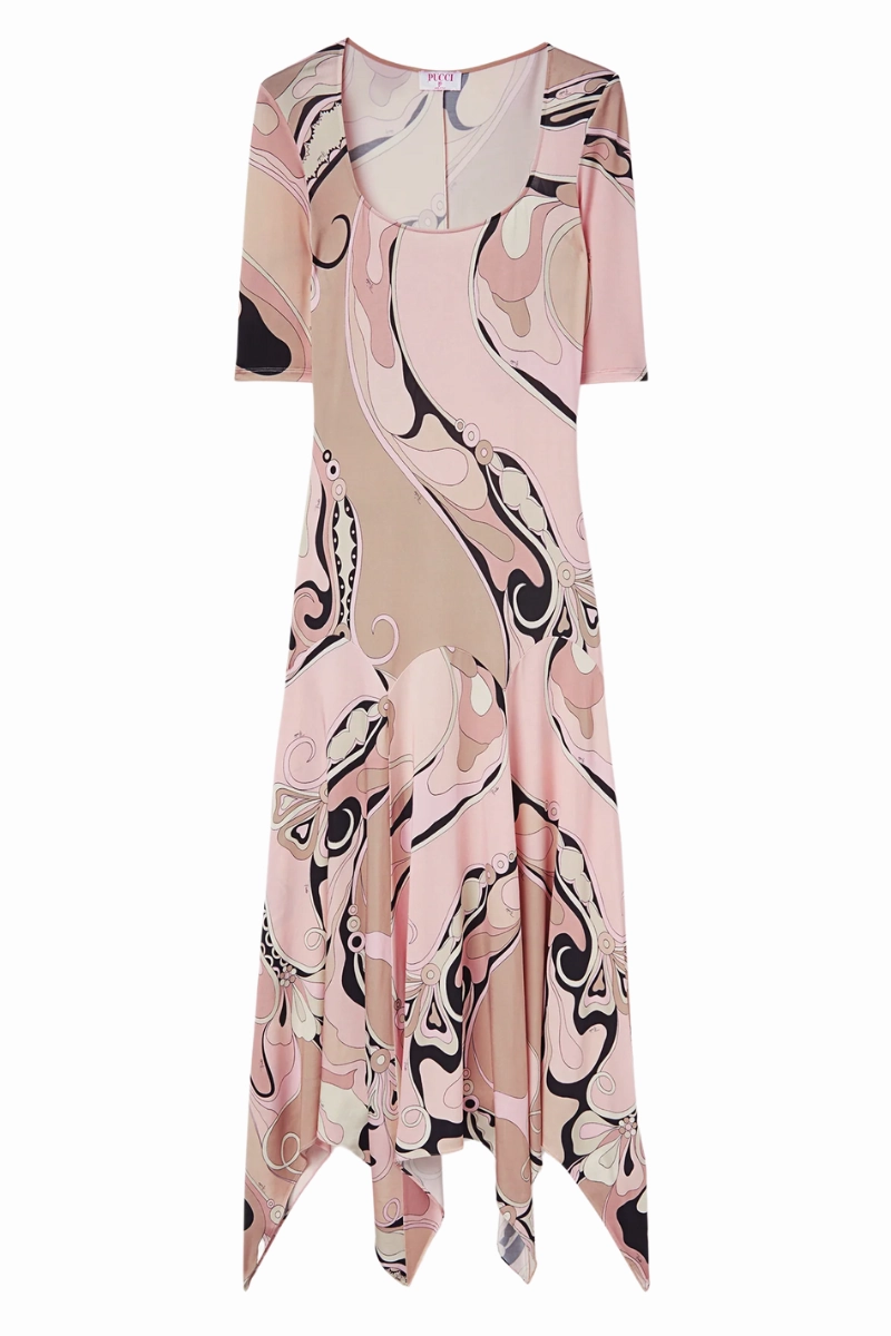 Smart Waistband Fit Orchidee Print Long Dress