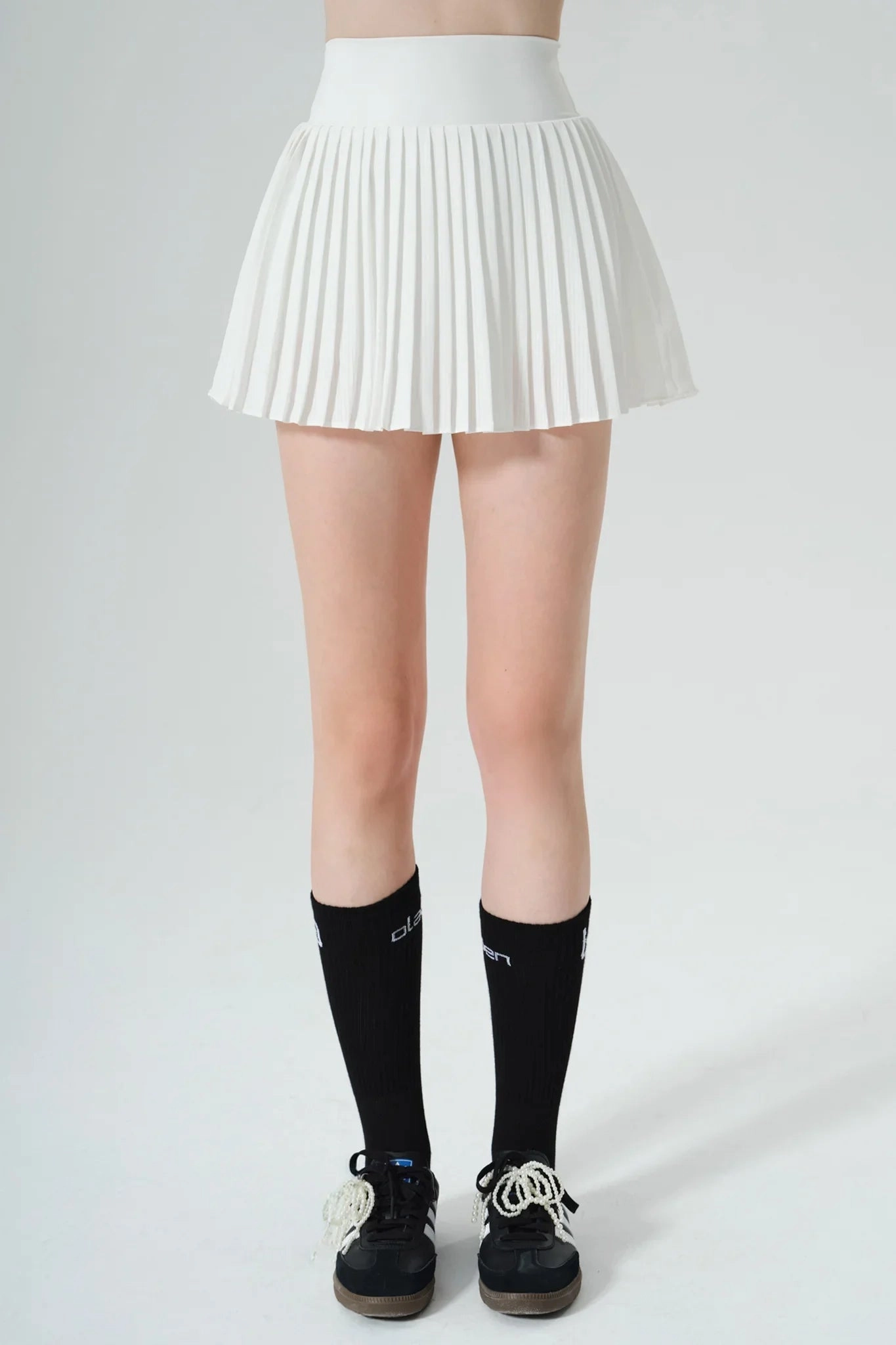 Elite Pleated Skirt - White Cotton Blend