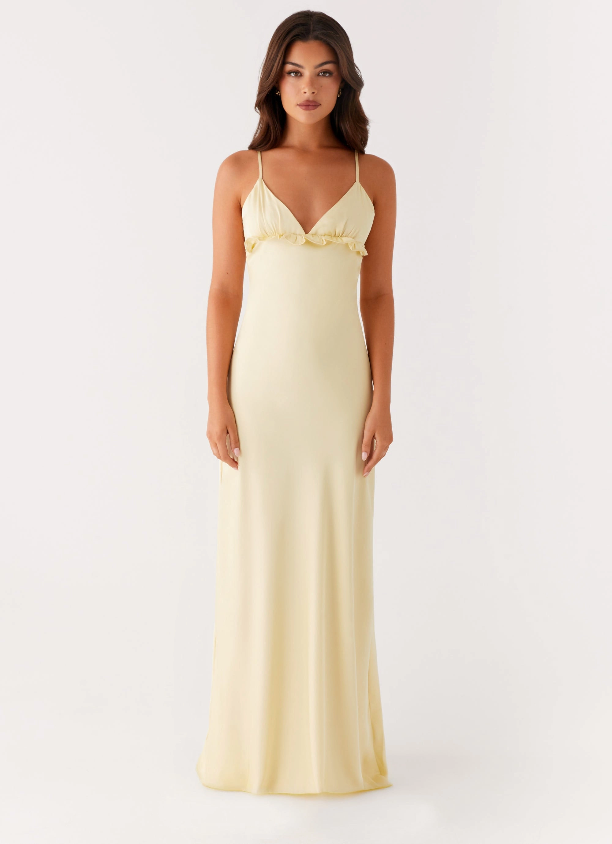 Elona Maxi Dress - Baby Yellow FlatlockSeam