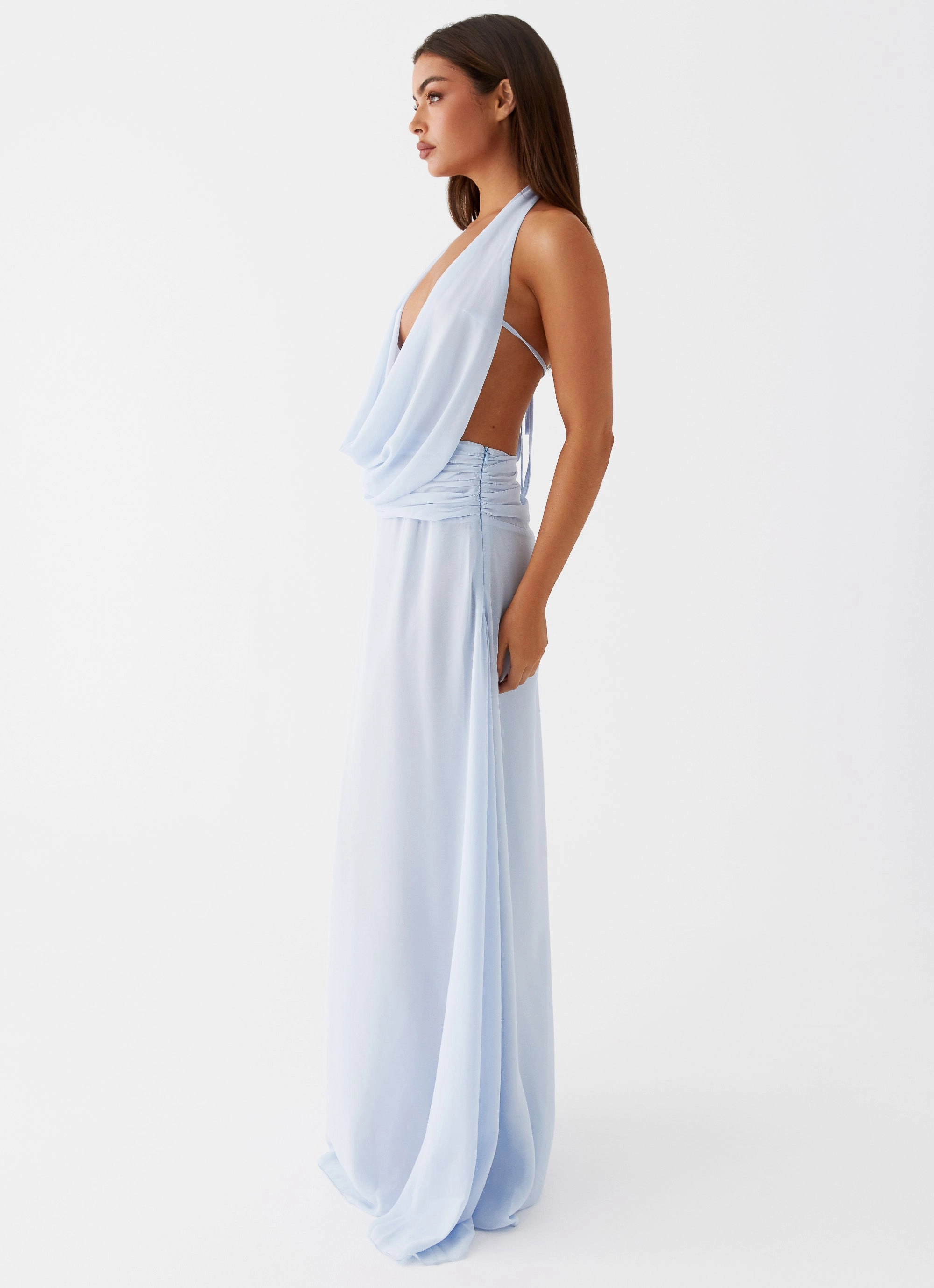 Elysia Chiffon Maxi Dress - Baby Blue Trendy Cut Wedding guest