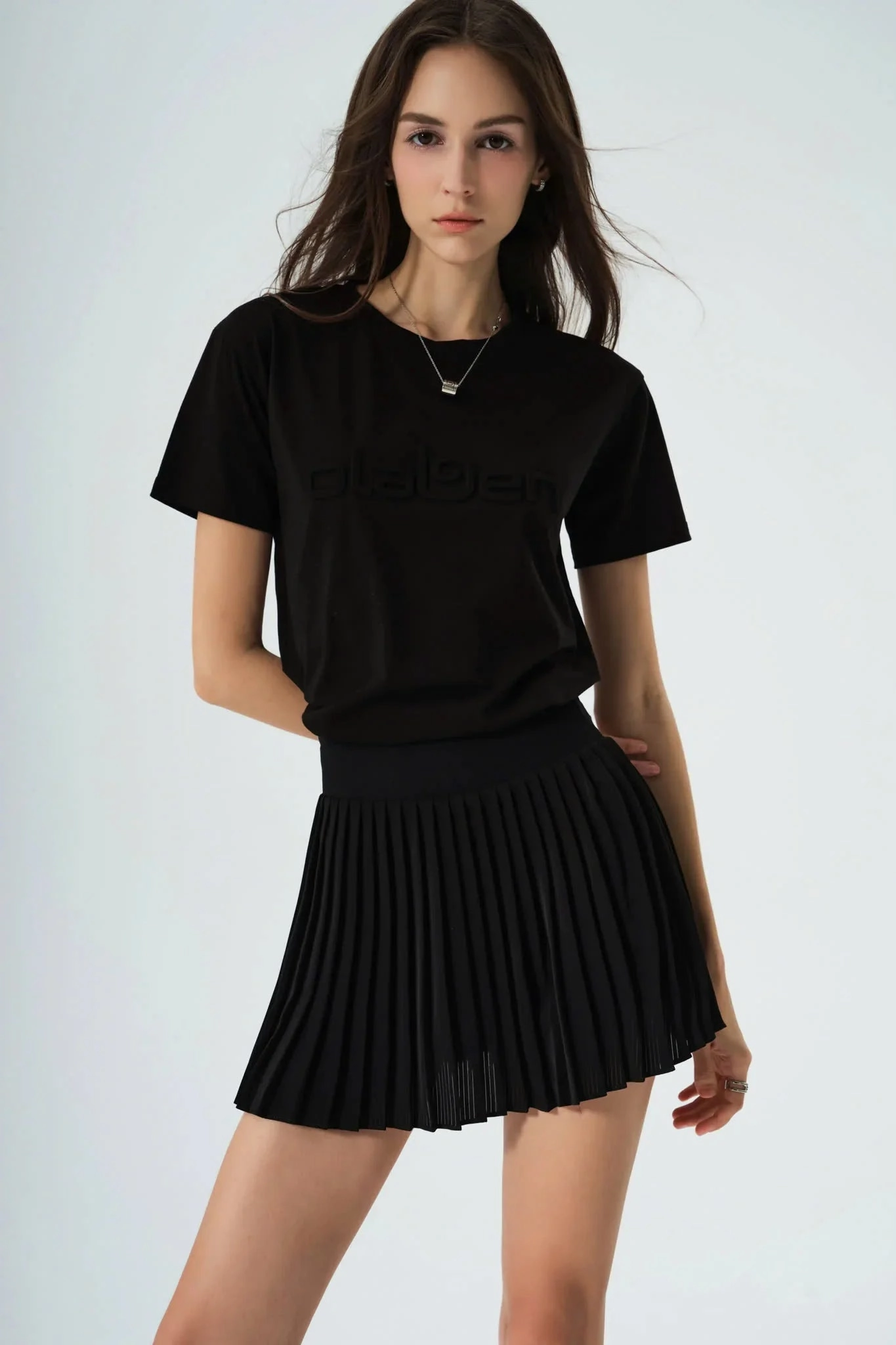 Soft Touch Texture Embossed Logo T Shirt - Black