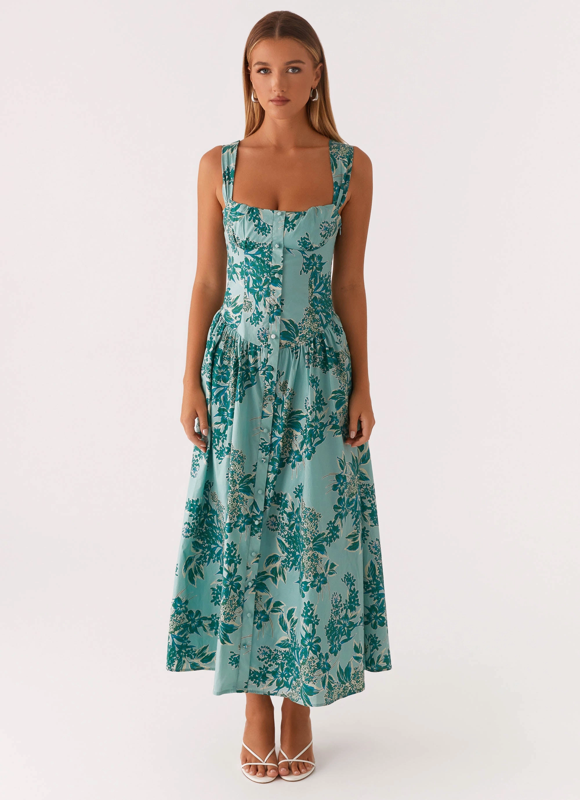 Emmalina Midi Dress - Cloud Nine Floral Trend Fit WideCollarDesign