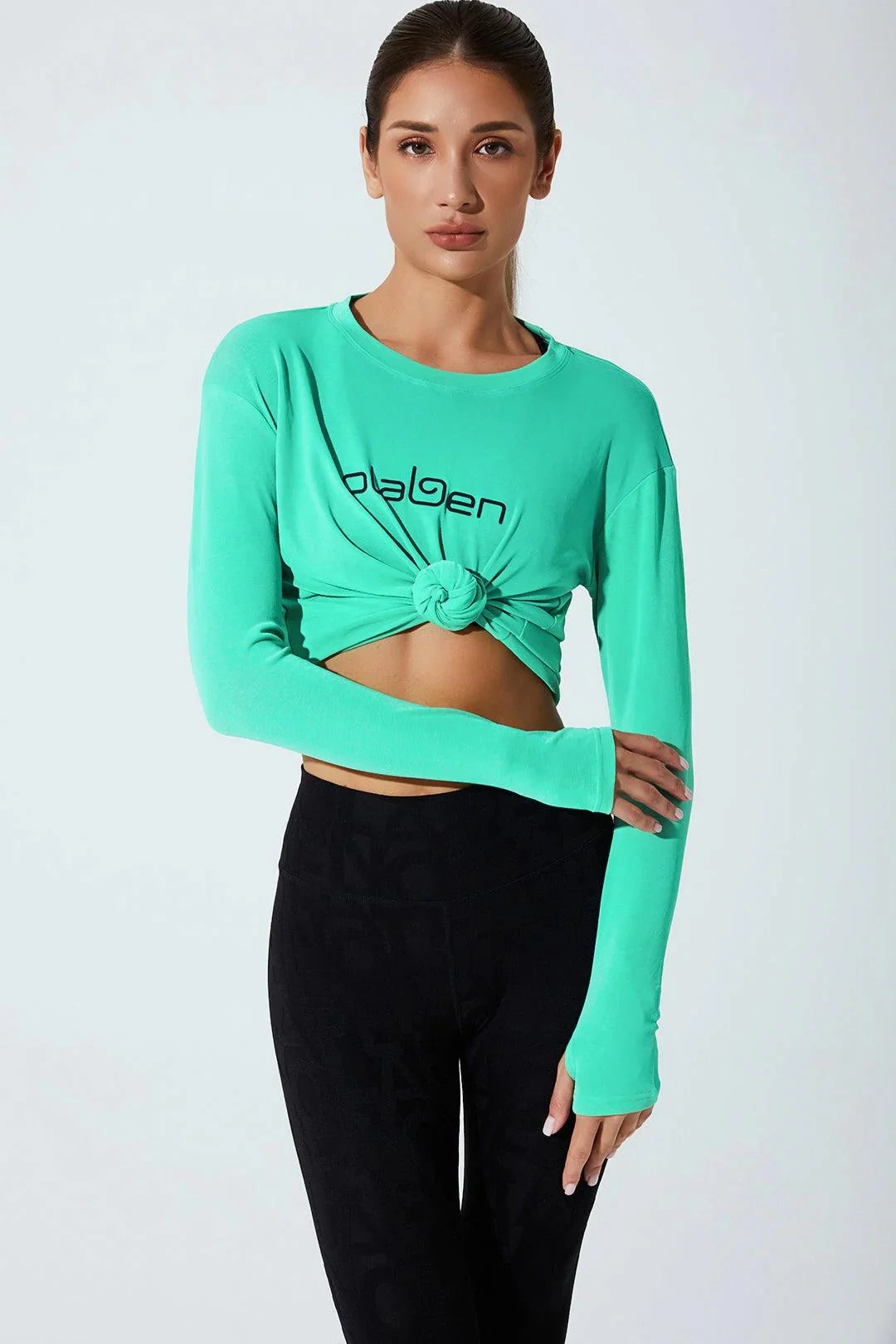 Emmy Long Sleeves Top - Downy Green Stretch Fit