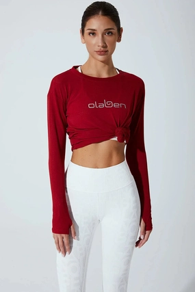 Emmy Long Sleeves Top - Savvy Red Sublimation Resistant Fabric