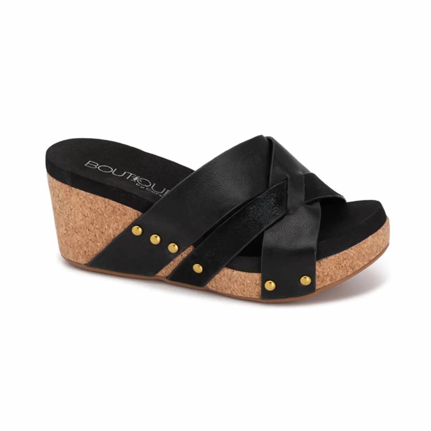Women's Amuse Wedge Sandals - Medium In Black Minimal Bulk