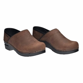 Women's Kimmie Open Pull Up Clogs In 78 Antique Brown Traction Outsole Ergonomic Footbed