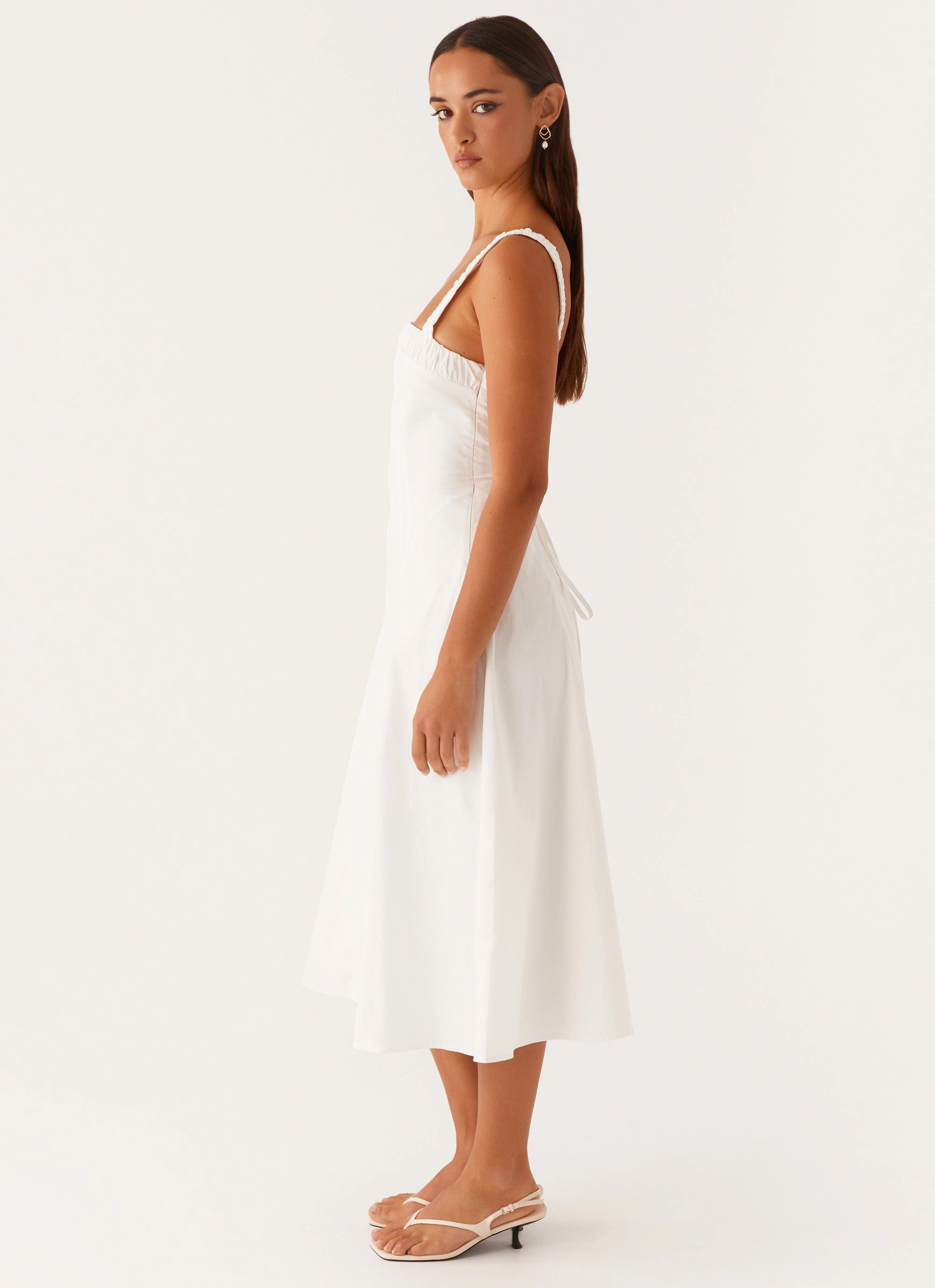 Light Drape Enola Midi Dress - White