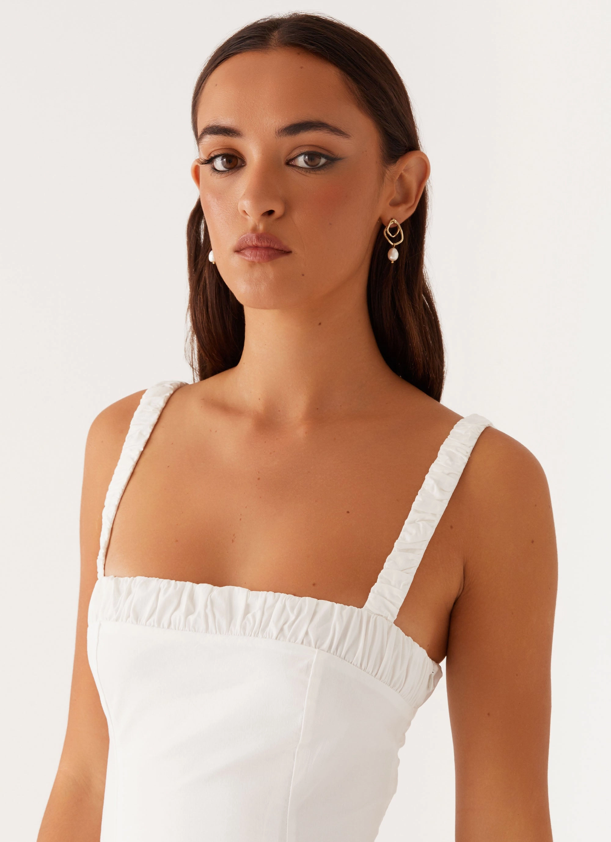 Smooth Texture Enola Midi Dress - White