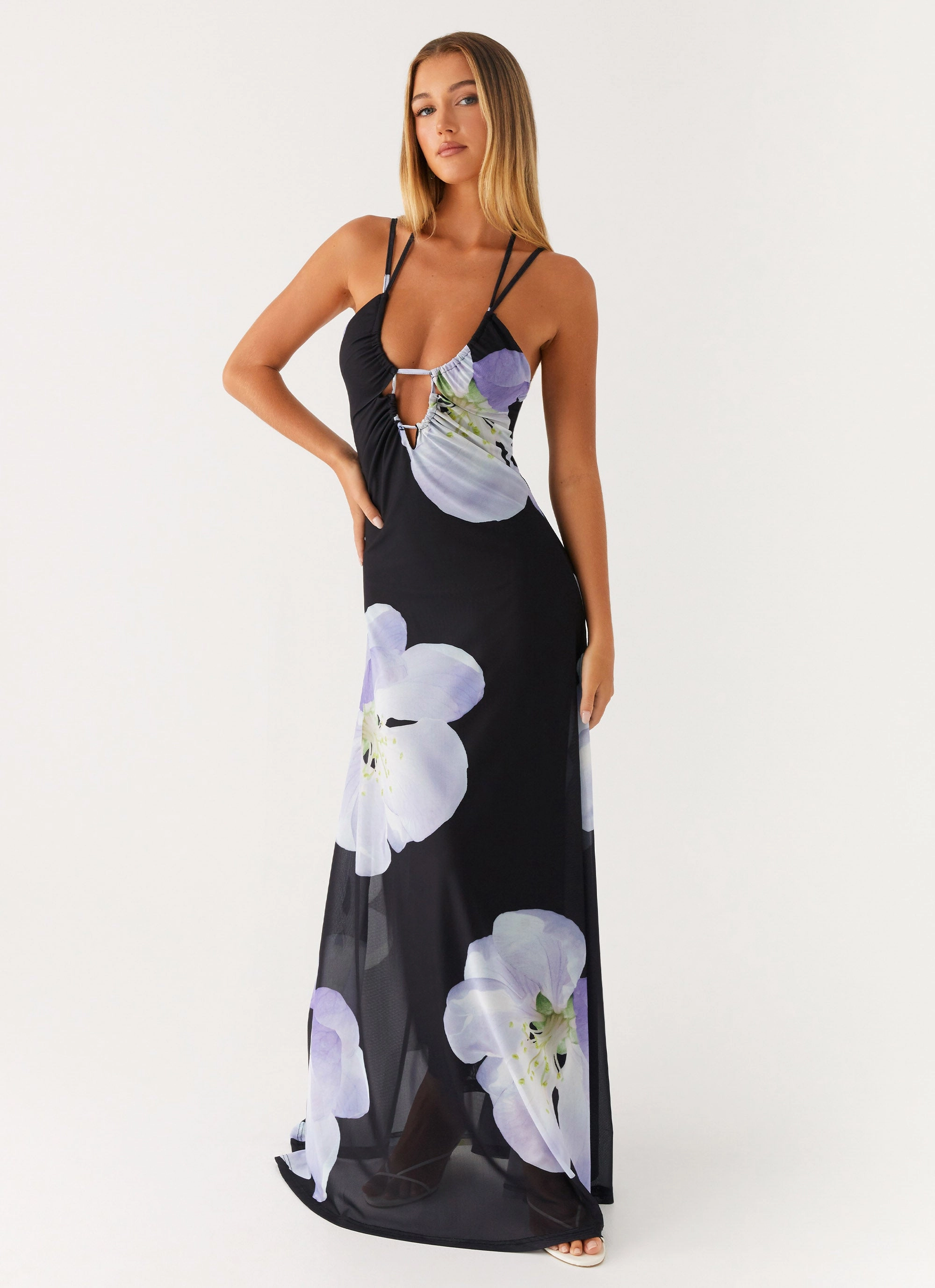 Enrika Maxi Dress - Flower Print Sleek Vibe Smooth silhouette