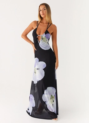 Enrika Maxi Dress - Flower Print Sleek Vibe Smooth silhouette
