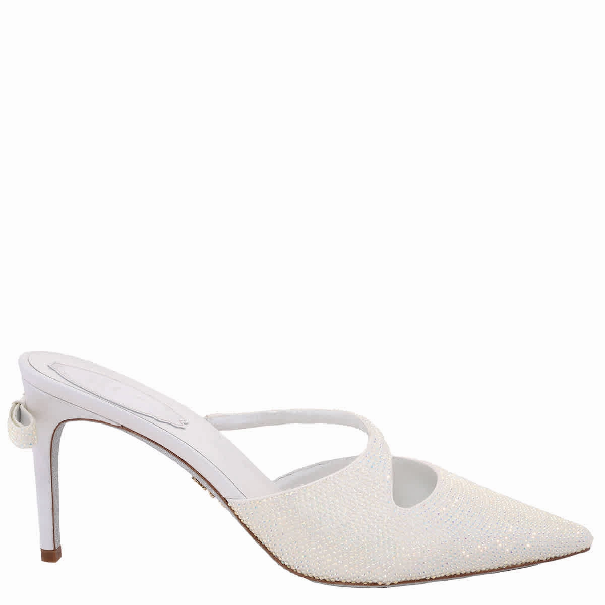 Rene Caovilla Crystal-Embellished Satin Mules Cushioned Footwear ShockAbsorbing