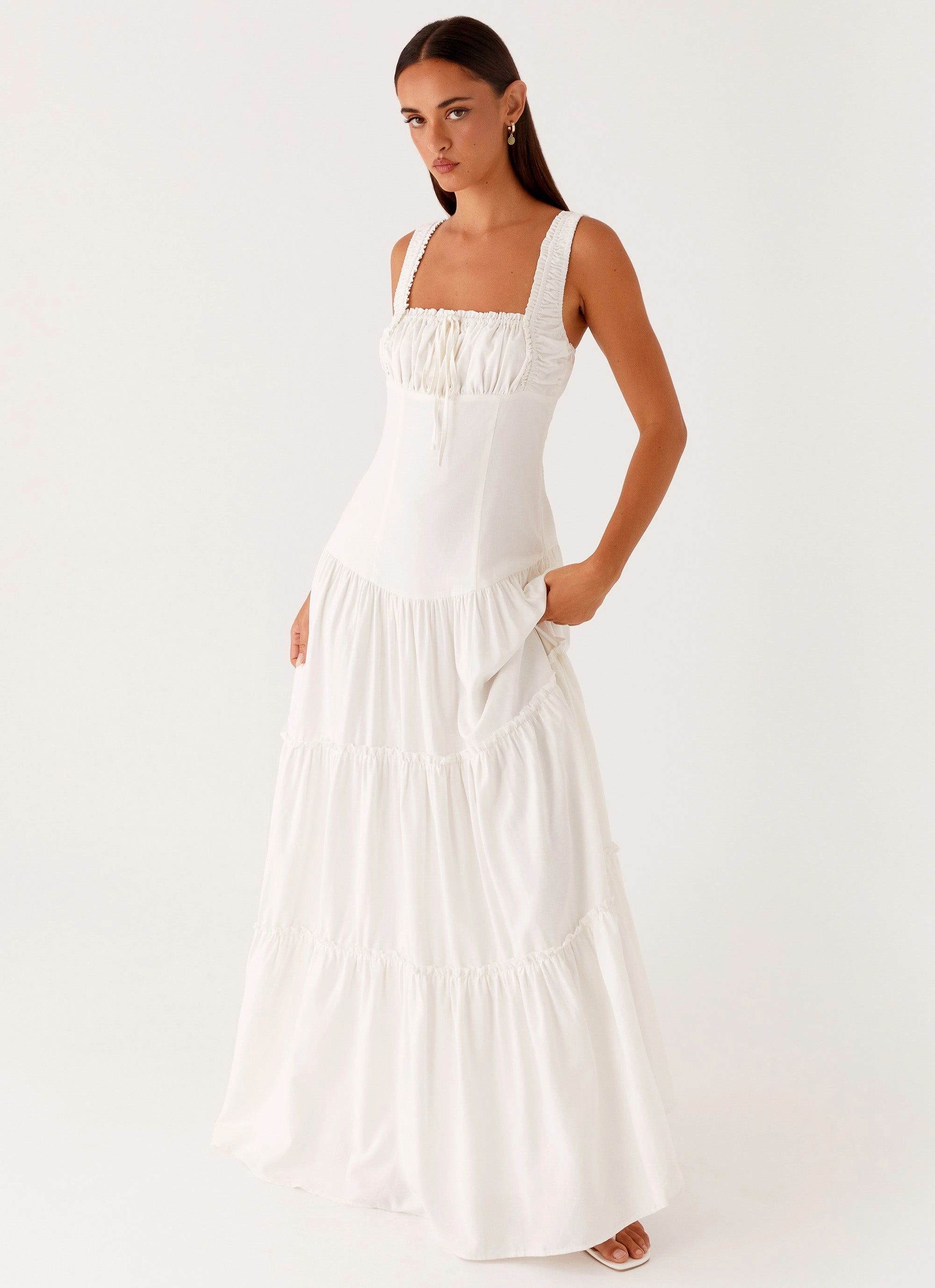 Esme Maxi Dress - White Free Step Comfort Stretch