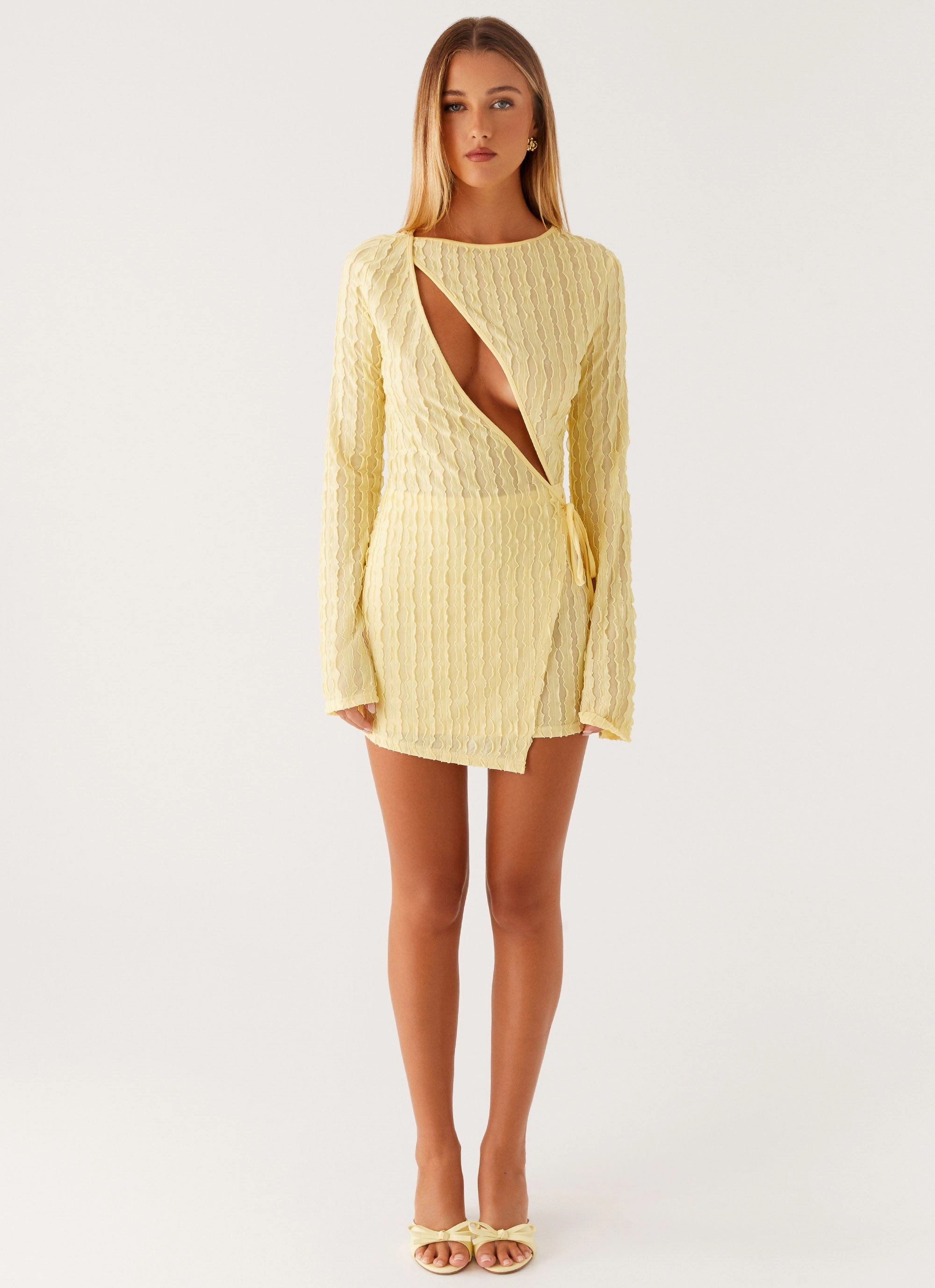 Alfie Mini Dress - Pastel Yellow Soft Appearance Sleek Look