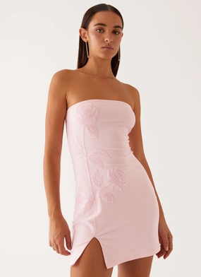 Enora Beaded Mini Dress - Baby Pink Soft Design Layered Comfort