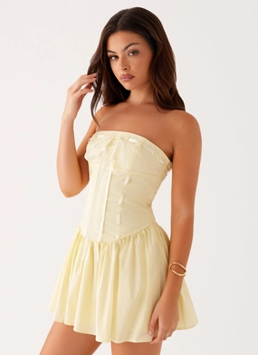 Spring Mood Boho Mood Kienna Strapless Mini Dress - Yellow