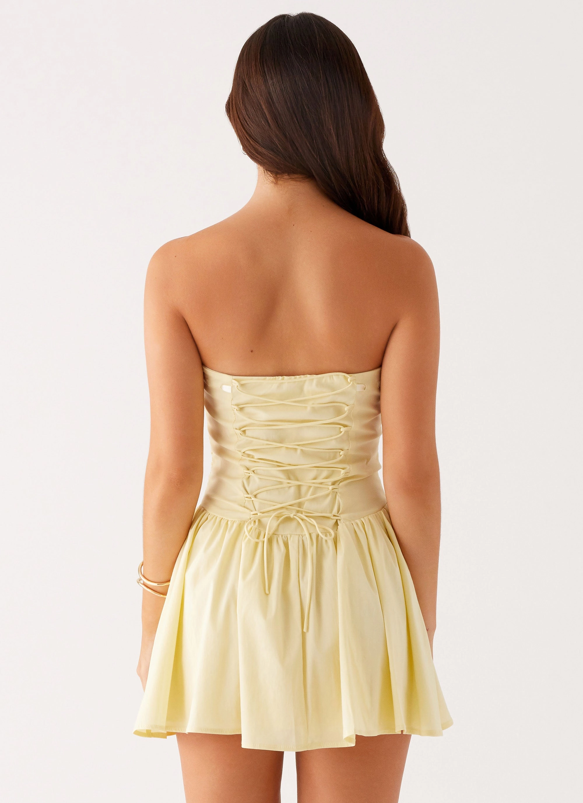 Kienna Strapless Mini Dress - Yellow Perfect Fit Look