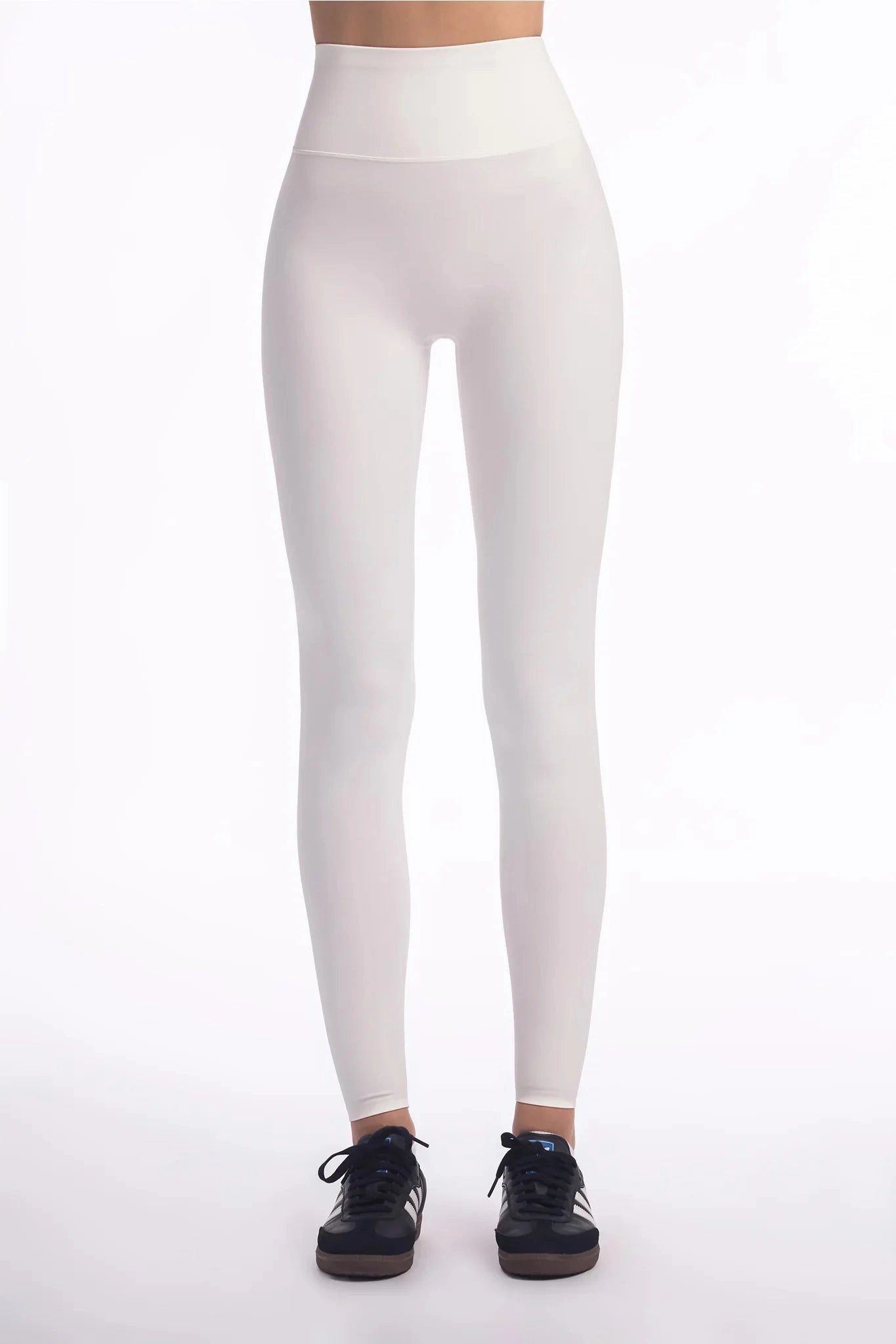 High Waist Unisex Style Evo High Rise Leggings - Off White