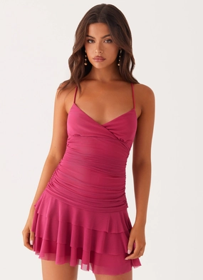 Emily Mini Dress - Fuchsia Stretch-Recovery