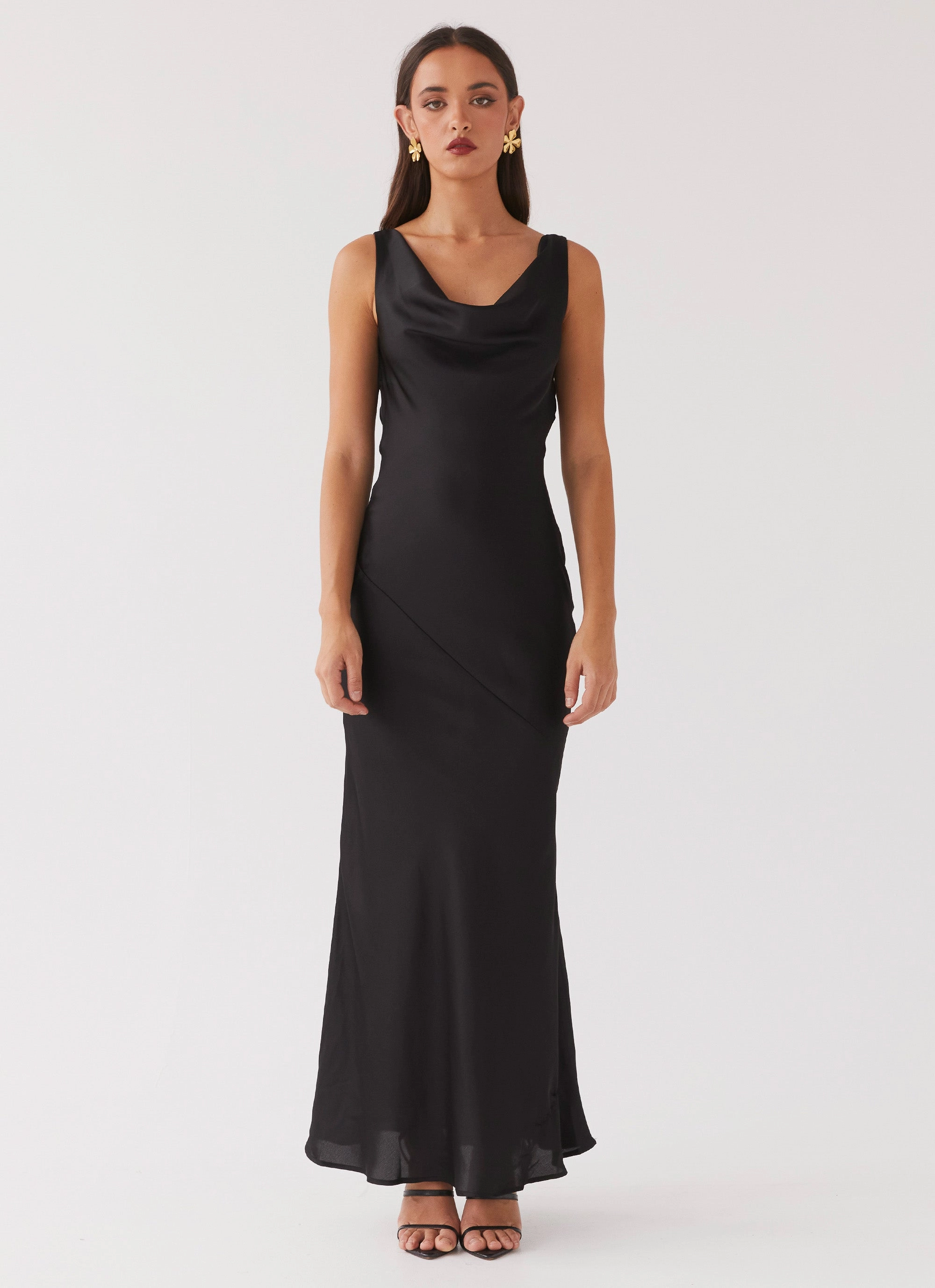 Fresh Glow Versatile Design Be Mine Satin Maxi Dress - Black