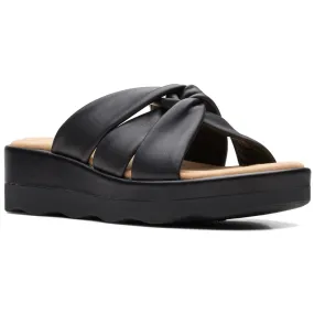 Clara Charm Womens Faux Leather Cushioned Footbed Wedge Sandals Brunch Walk