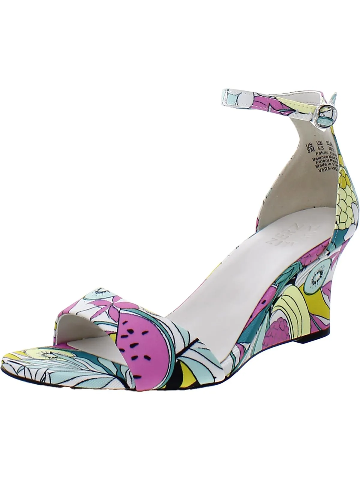 pool Heel Cushioning Vera Womens Patent Ankle Strap Wedge Sandals