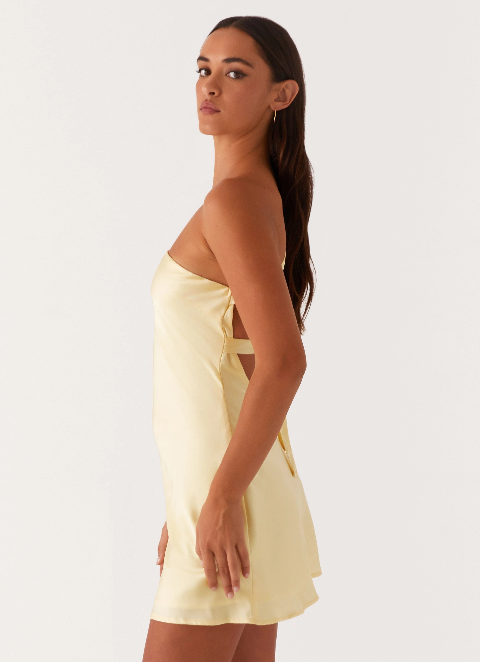 Draped Layer Gender Fluid Lights Out Mini Dress - Yellow