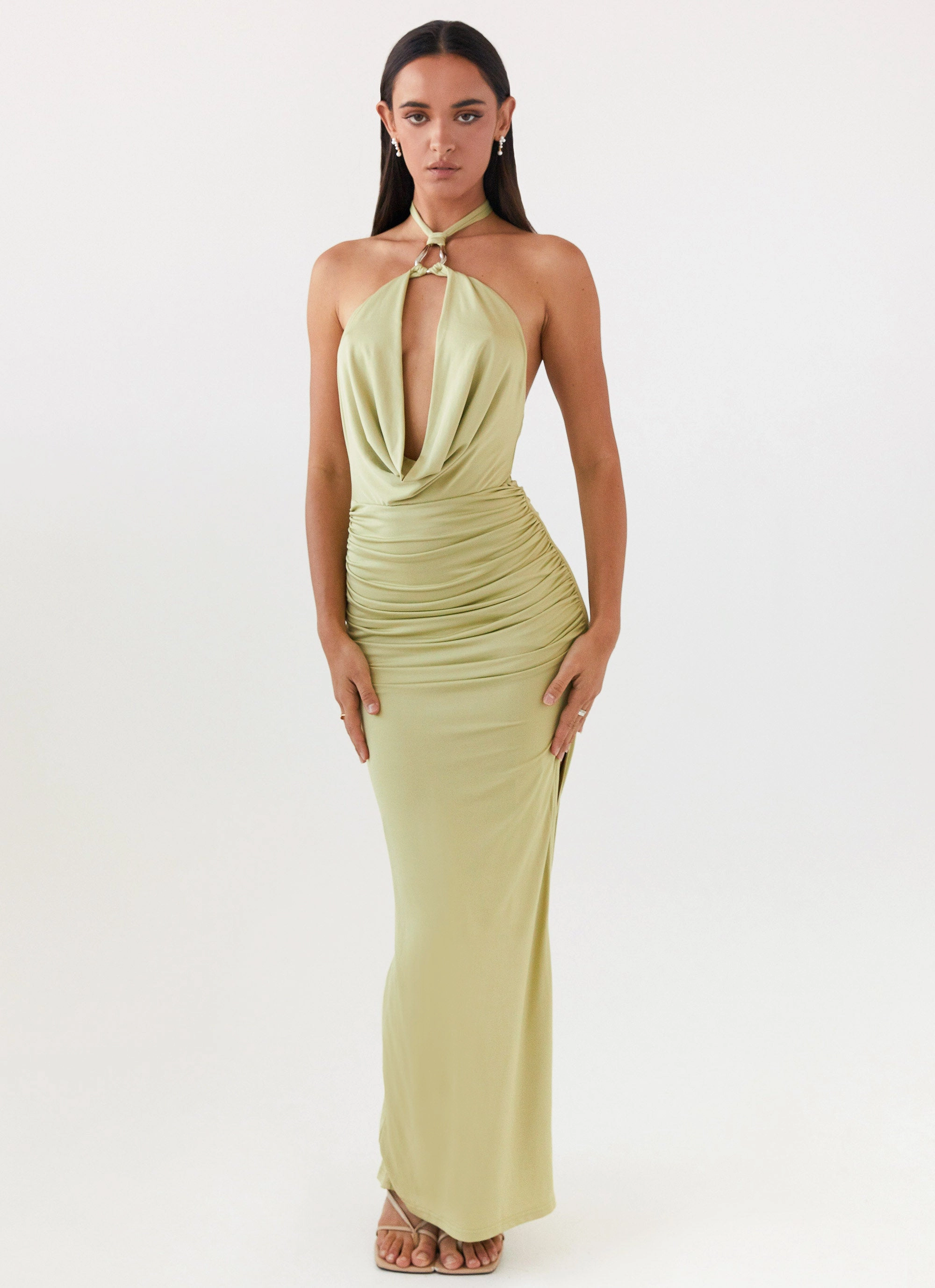 Trend Smart Samara Halterneck Maxi Dress - Sage