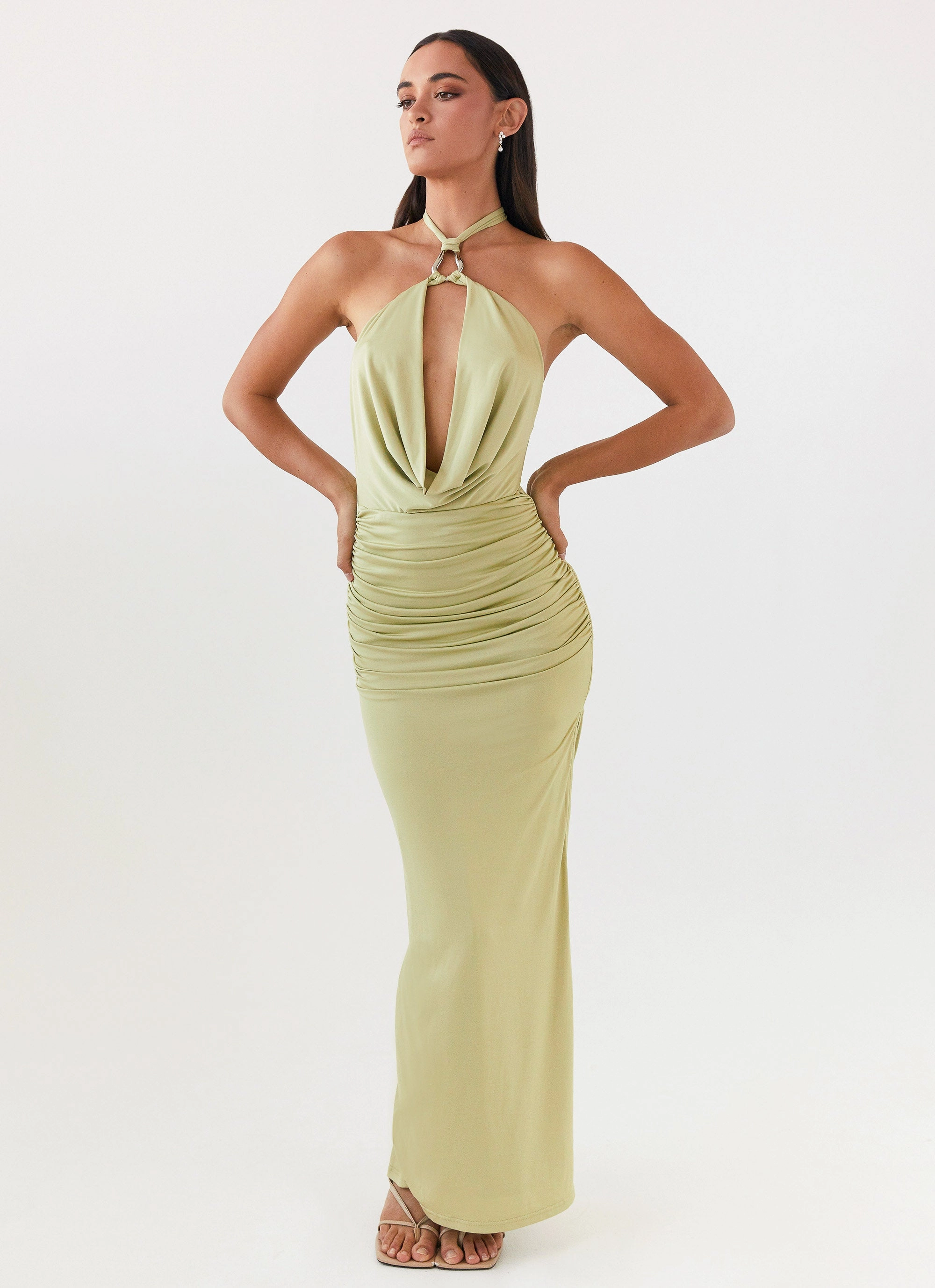 Work Comfort Samara Halterneck Maxi Dress - Sage