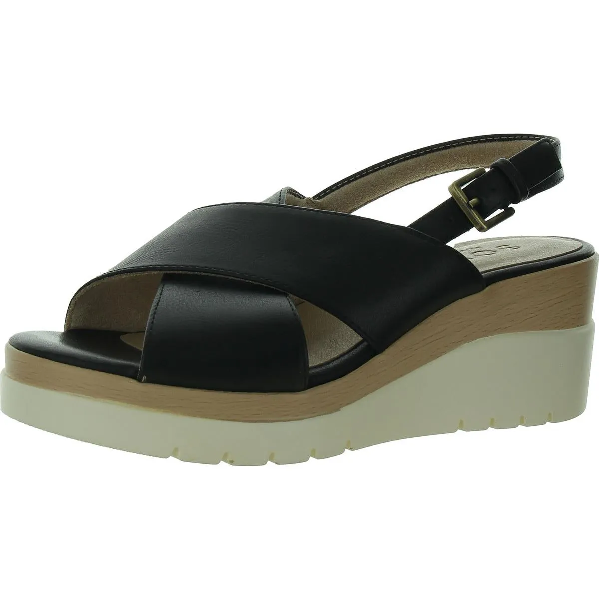 Stylish Outdoor Sandals Non Slip Sole GOODTIMES SL Womens Faux Leather Round toe Wedge Sandals