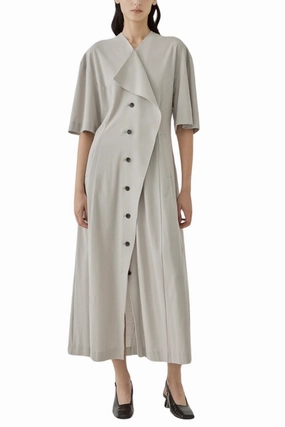 Amy Cascade Panel Dress Button Chic Timeless Trend