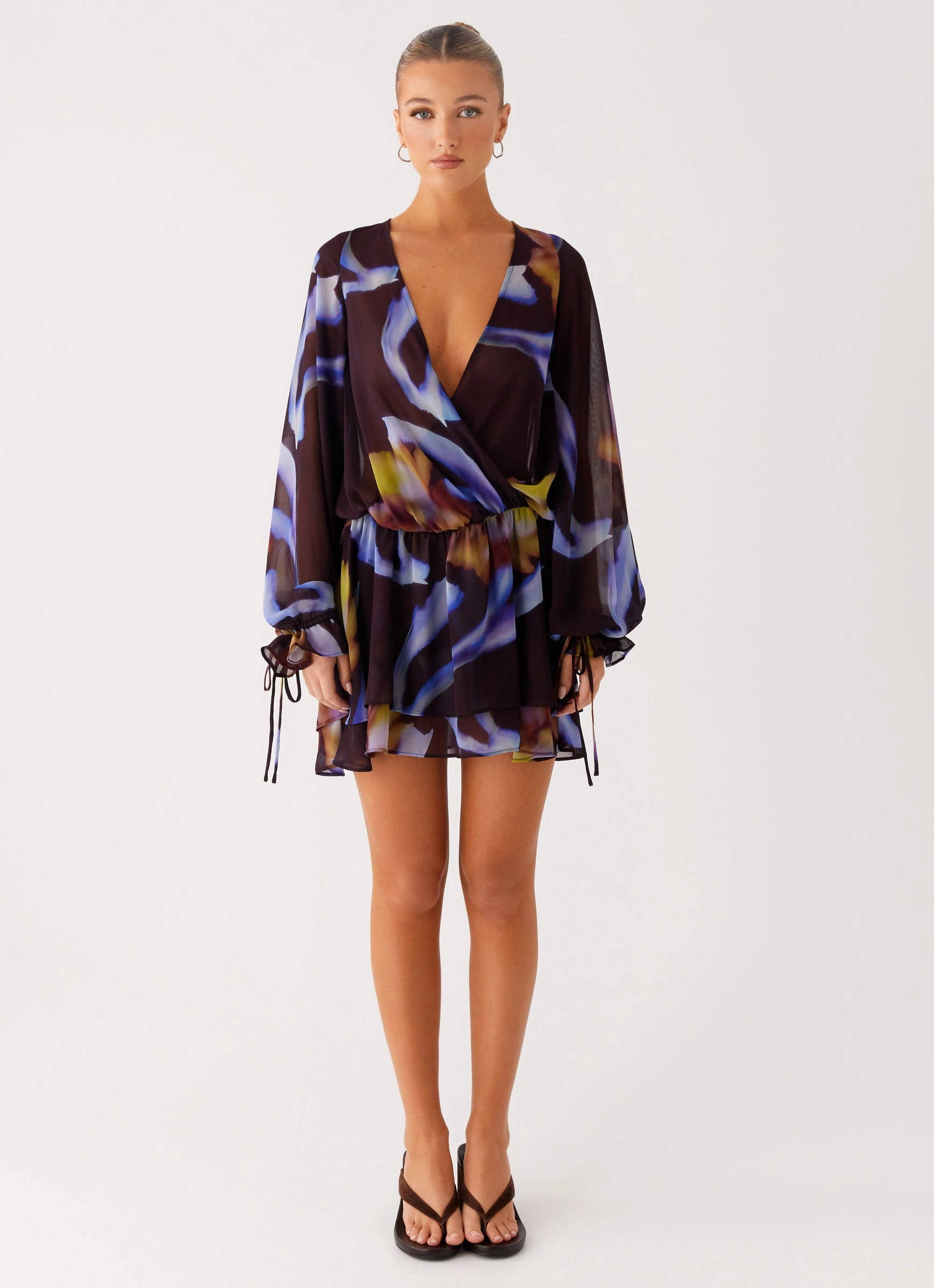 Daywear Fit Passion Long Sleeve Mini Dress - Dark Floral