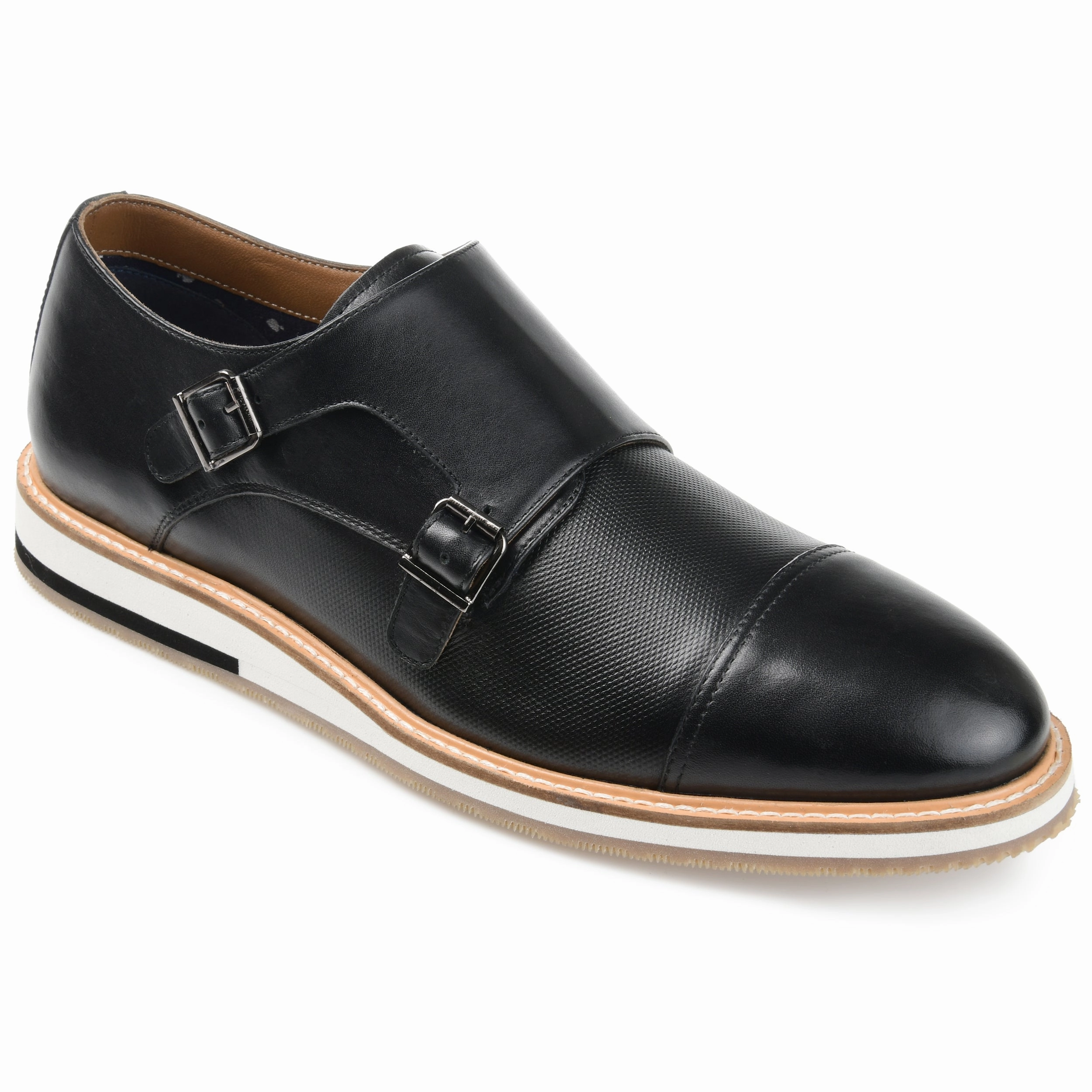 Walk Control Prime Step Thomas & Vine Thatcher Cap Toe Monk Strap Dress Shoe