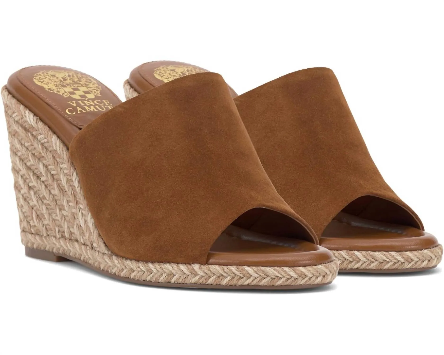 Fayla Wedge Sandal In Golden Walnut Comfy lining