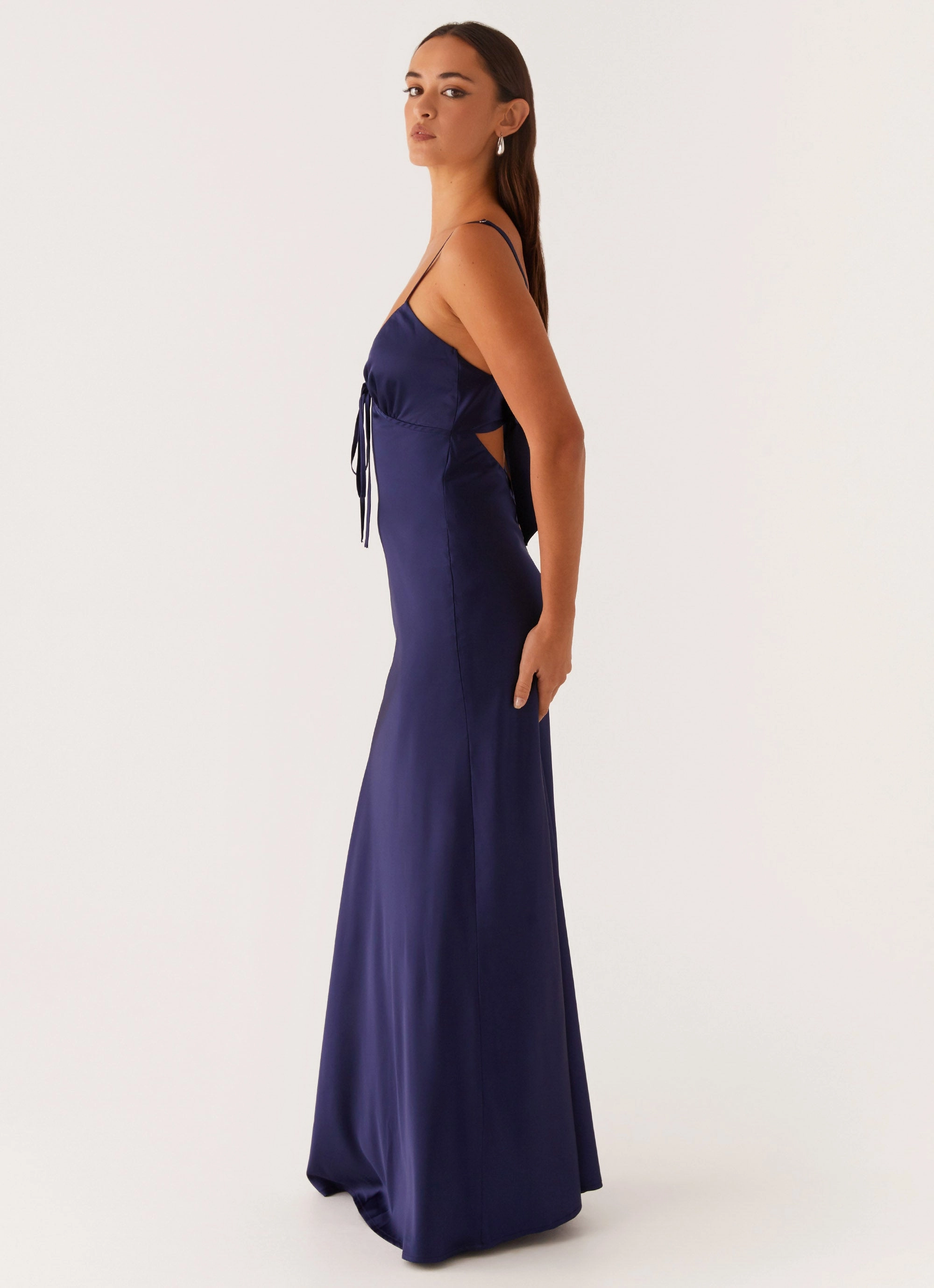 Flora Satin Maxi Dress - Navy Fresh Energy