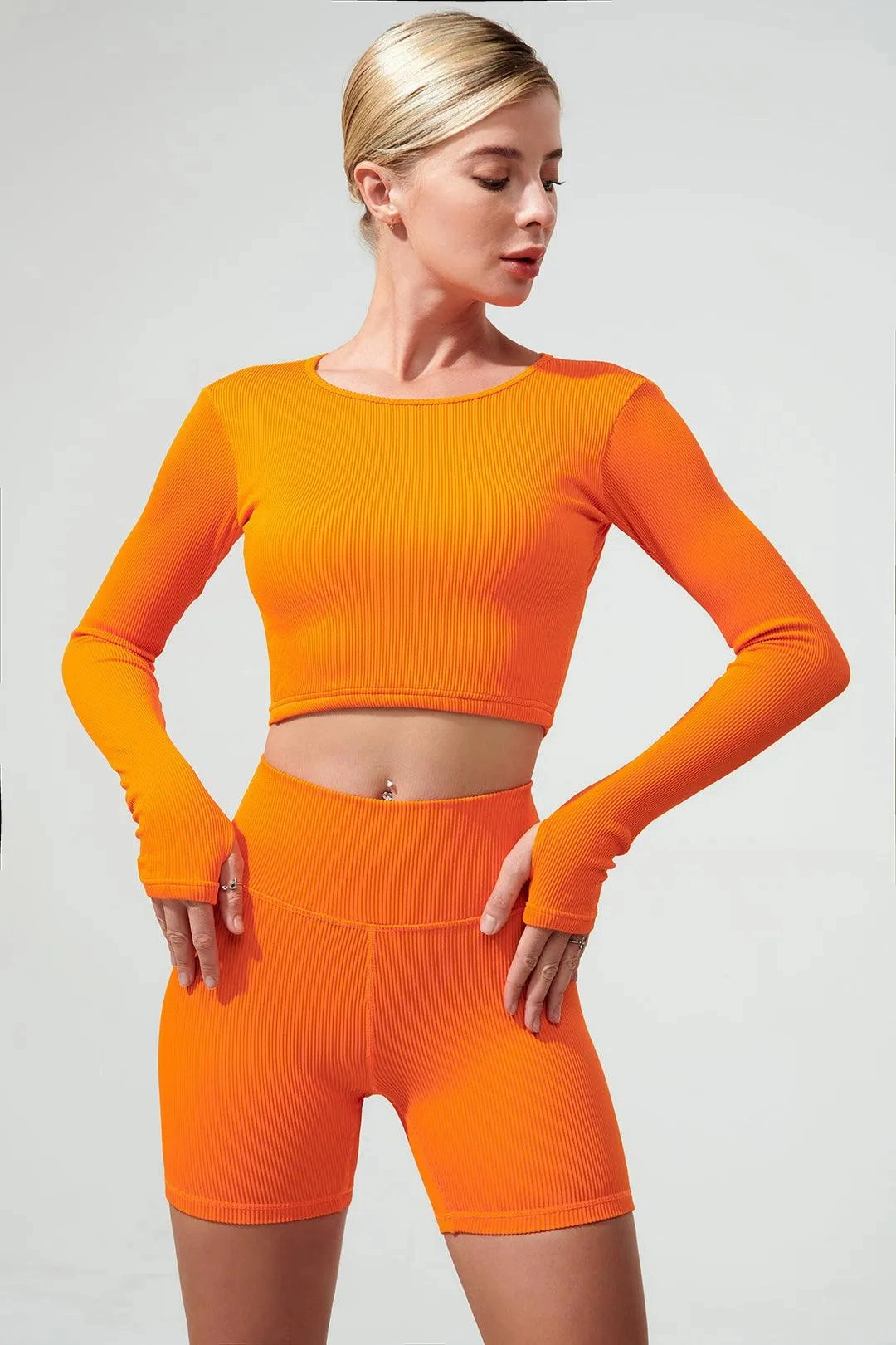 Fendy Long Sleeve Top - Tangerine Beach Outfit