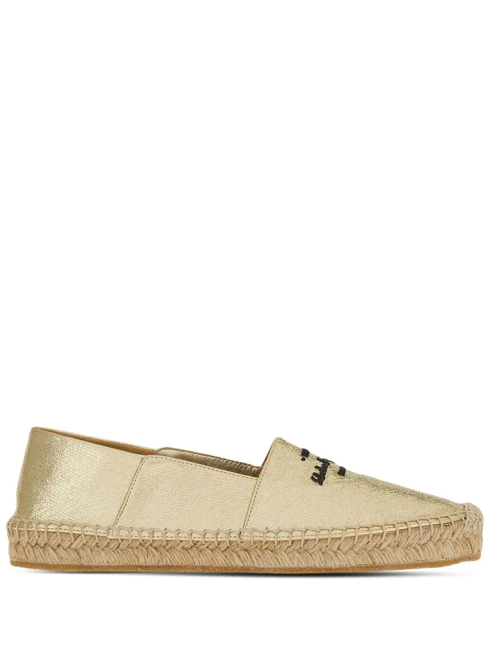 Toe Gripping Technology Ferragamo Logo-Embroidered Metallic Espadrilles
