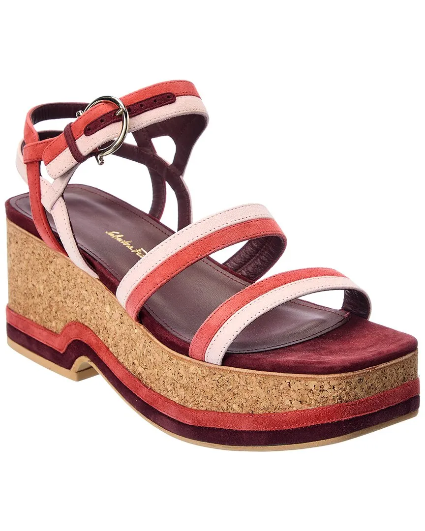 Toe Space Ferragamo Mysen Suede Wedge Sandal