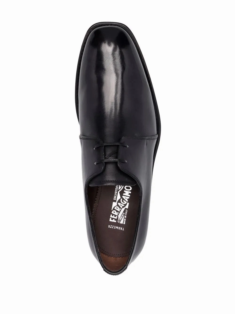 Ferragamo Almond-Toe Lace-Up Derby Shoes Lead Walk Hero Mode