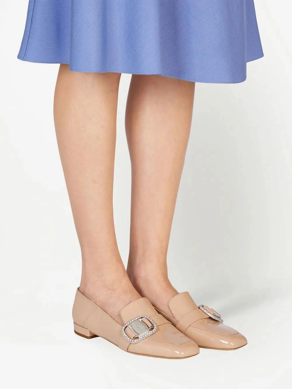 Stylish Footwear Durable Design Ferragamo Vara Patent-Leather Chain-Loafers