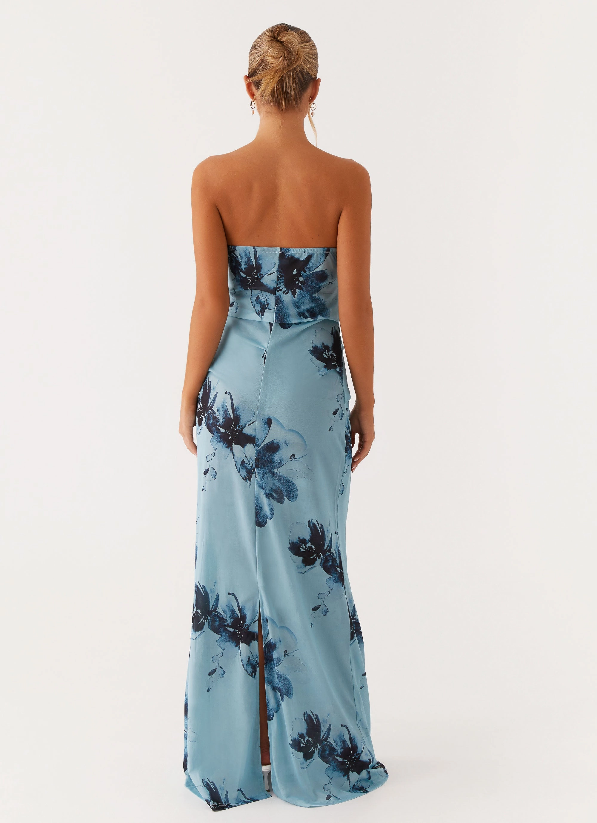 Clean Stitch Urban Aesthetic Field Of Dreams Maxi Dress - Blue Black Floral