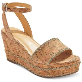 Sandy Path Flagler Stitch Womens Cork Metallic Wedge Sandals