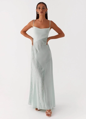 ruffle trim Texture Style Gabriana Maxi Dress - Sage