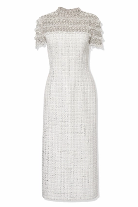 Tweed Midi Dress Nature Glow Oversized-Fit