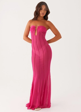 Grace Base Tear-resistant Kennedy Maxi Dress - Fuchsia